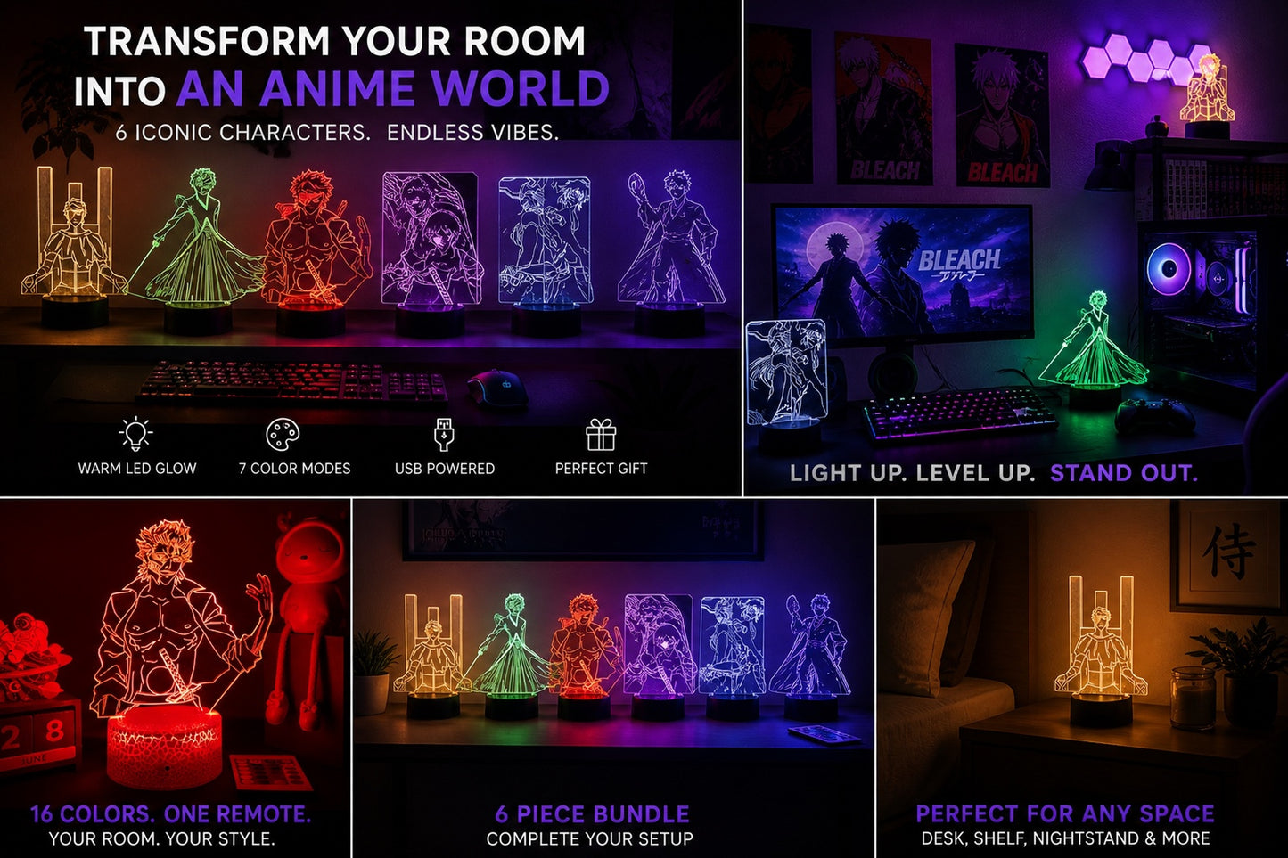 Ultimate Anime Room Setup Kit (6 Lamps)